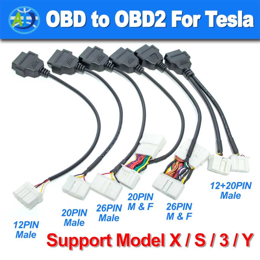 Адаптер OBD для Tesla (12/20/26-контактный) на OBDII для Tesla Model X/S/3/Y, диагностический кабель OBD2, соединительный кабель OBD для сканера X431 Инструмент для ремонта автомобилей