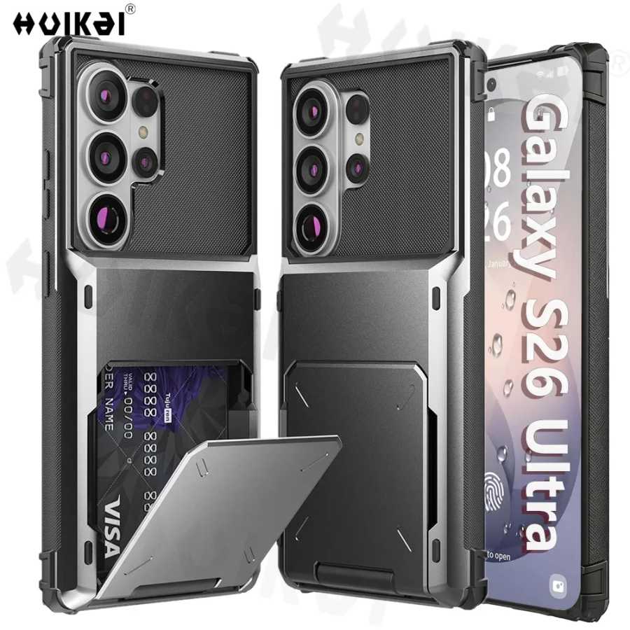 Чехол-кошелек для Samsung Galaxy S26 Ultra S25 S24 S23 S25 FE A17 A56 A37 с отделениями для карт, усиленный, скрытый слот для карт, защитный чехол-флип Чехлы и чехлы для мобильных телефонов