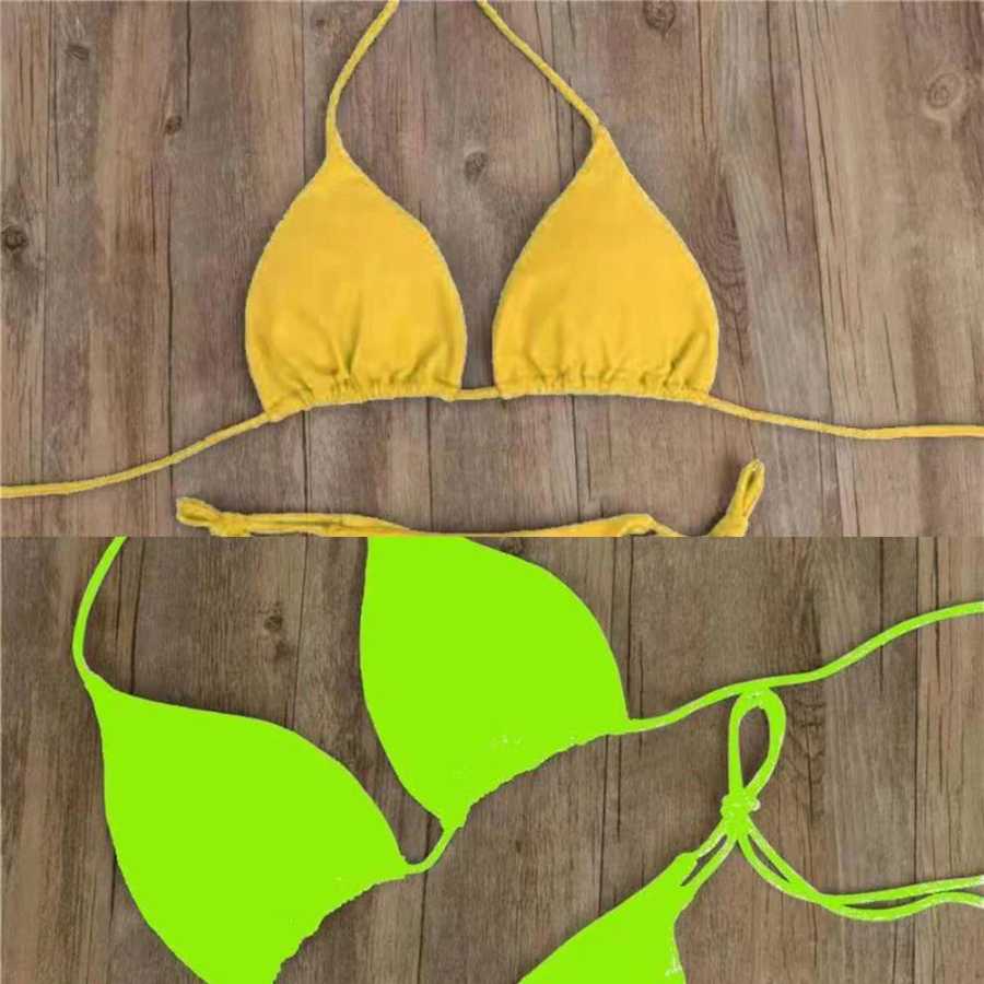 Фотография №3 товара Сексуальные женские стринги, однотонный комплект бикини, купальник с завязками на