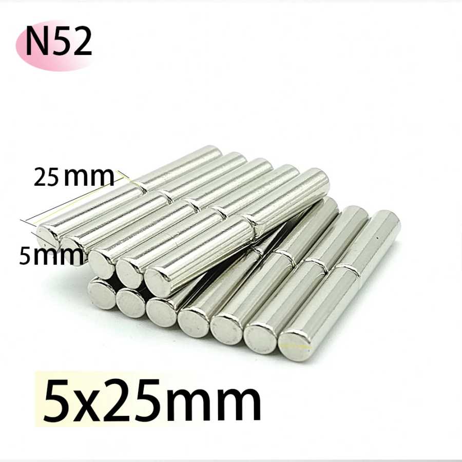 N52 5x25 круглый sylinder 5*25 магнит неодимовые магниты принтер скутер дверной поиск Engien офис наука Diy магнитный холодильник Крепеж и скобяные изделия