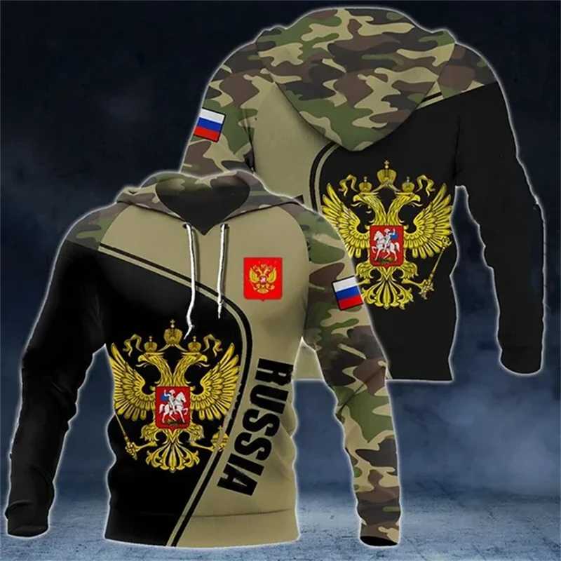 Национальная эмблема России, камуфляжные толстовки с графическим рисунком, русские камуфляжные толстовки с 3D принтом для мужчин, повседневные спортивные пуловеры, спортивный костюм Толстовки и свитшоты