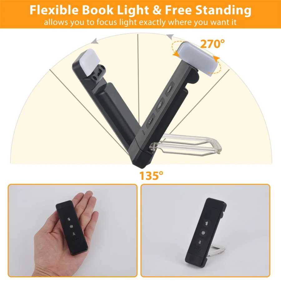 Фотография №3 товара Зажимная книжная лампа с таймером, USB аккумуляторная лампа для чтения,