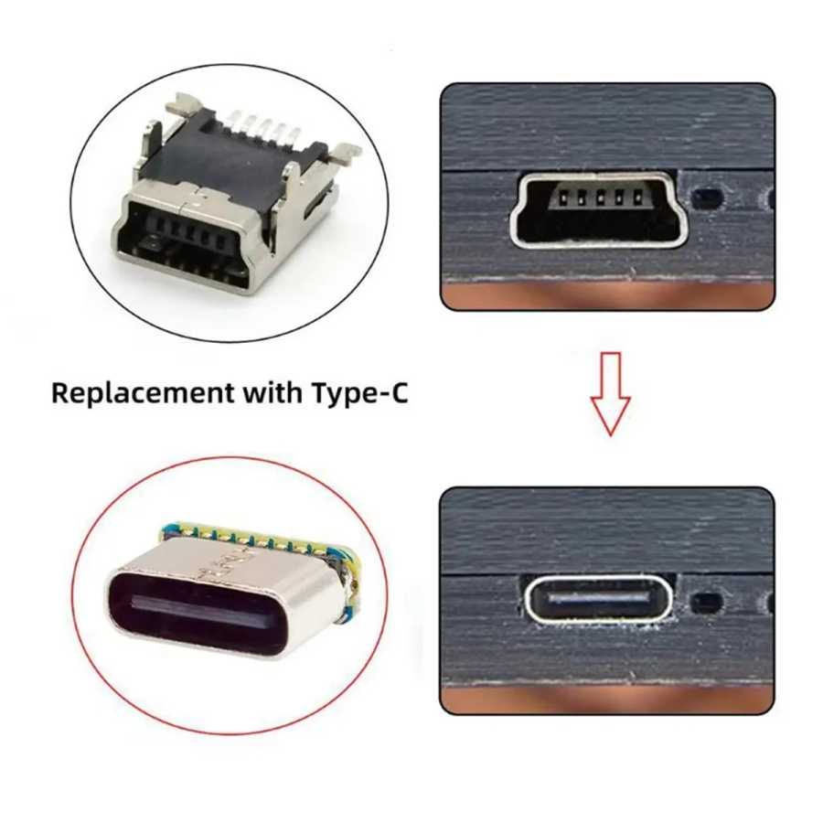 AAAL 10 шт. USB-разъем типа C, гнездовой разъем 5 контактов SMD SMT Type-C, разъем для зарядки для пайки печатных плат, адаптер для ремонта &laquo;сделай сам&raquo; Запчасти для бытовой техники