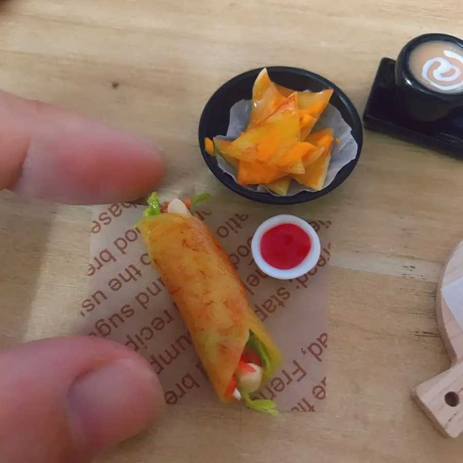 Фотография №3 товара Масштаб 1/12 миниатюрный кукольный домик tacos запекание burrito для Blyth