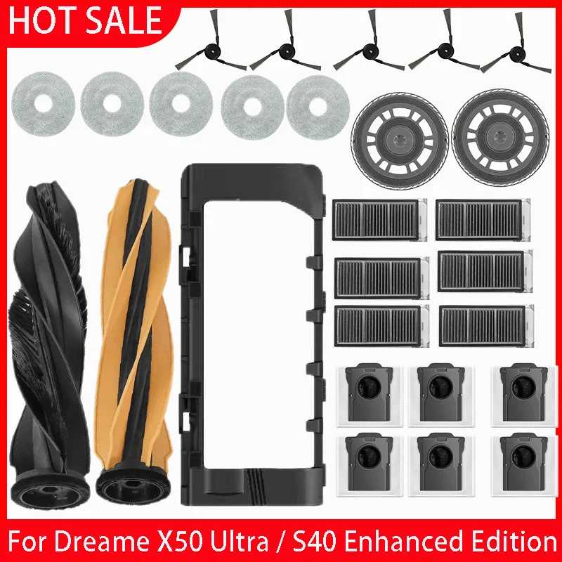 Dreame X50 Ultra / S40 Enhanced Edition Робот-пылесос Аксессуары Основный ролик Боковая щетка Hepa Фильтр Швабра Детали мешка для пыли Запчасти для бытовой техники