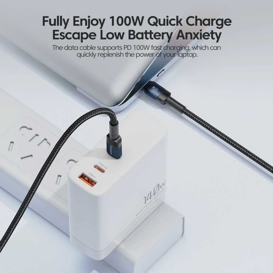 Фотография №1 товара Кабель зарядный Toocki с USB Type-C на USB Type-C, 100