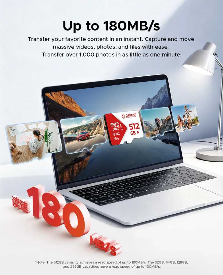 Фотография №1 товара Карта памяти ORICO Ultra microSDXC до 180 МБ/с Карта MicroSD