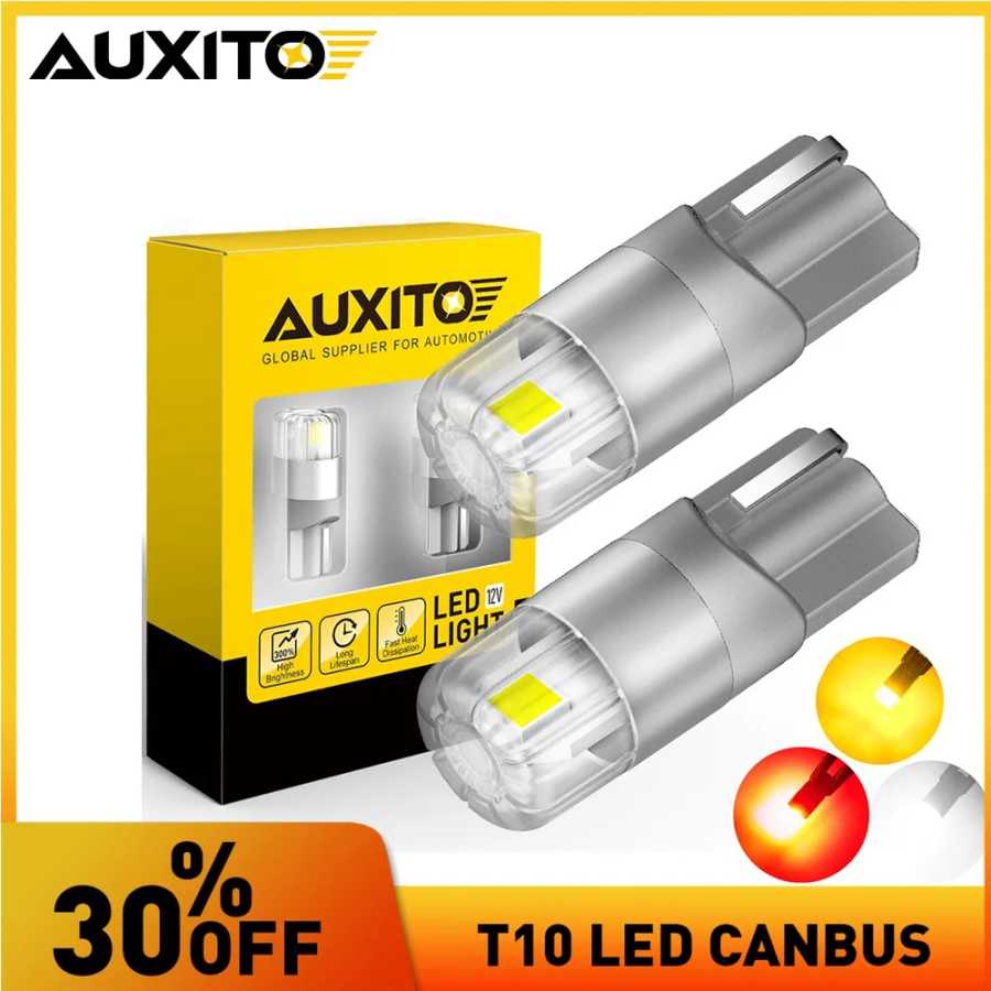 AUXITO 2 шт. T10 LED Canbus W5W Светодиодная лампа 168 194 2824 Лампа 6000K Белый Внутреннее освещение автомобиля Купольный светильник для чтения в багажнике Белый 12 В Автомобильные фары