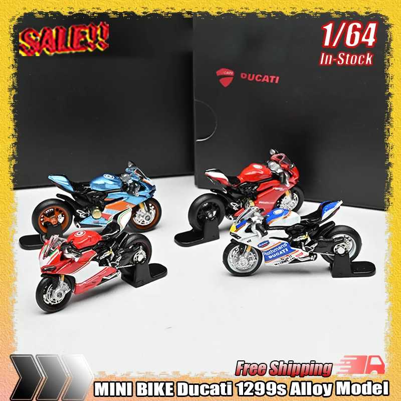 Новая миниатюрная модель мотоцикла Ducati 1299S в масштабе 1:64, литая под давлением, из сплава, имитация, детская игрушка-украшение Играйте в транспортные средства и модели