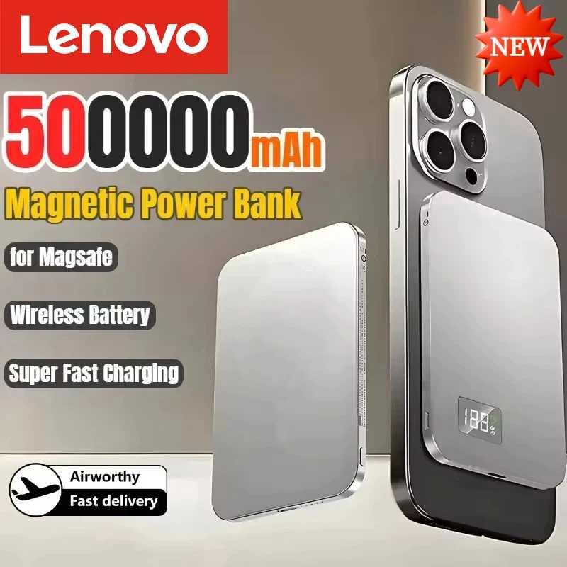 Ультратонкий мобильный внешний аккумулятор OnePlus емкостью 500000 мАч для быстрой беспроводной зарядки MagSafe с магнитным креплением и электронным дисплеем для iPhone 