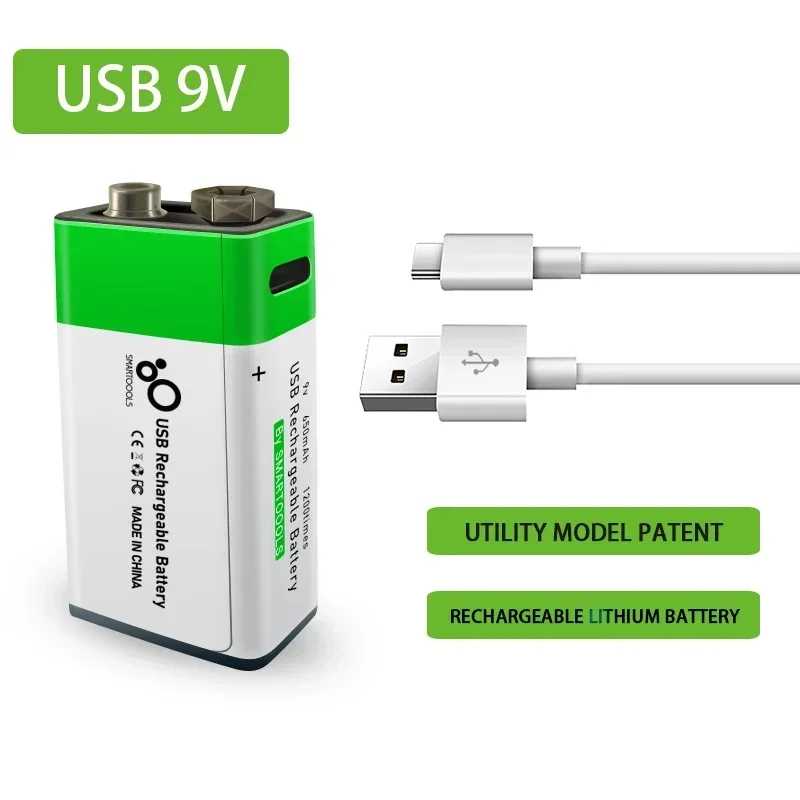 Фотография №3 товара Литий-ионная аккумуляторная батарея 9 В, USB-аккумулятор типа C, 9 В,