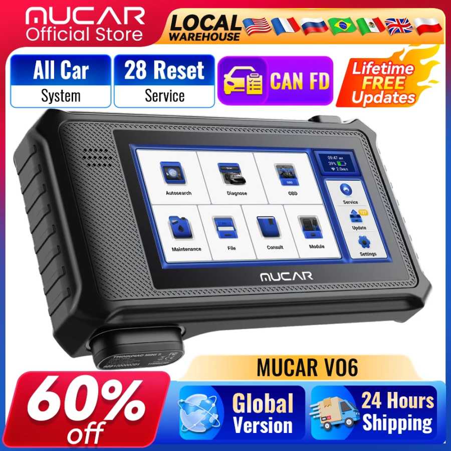 Бесплатное пожизненное обновление сканера MUCAR VO6 OBD2, все системы, диагностика 28, сброс автоматического VIN EPB/BMS/SAS/ABS Sevice для всех автомобилей Инструмент для ремонта автомобилей
