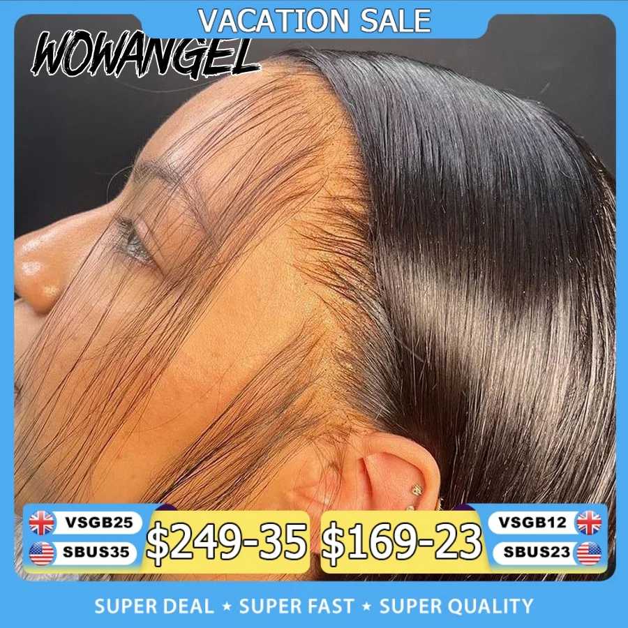 WOW ANGEL HD Lace Frontal Wig 250% 13x6 HD Lace Front Wig Прямые волосы Invisible HD Lace Melt Skin HD Lace Front Human Hair Wig Парики из натуральных волос (для брюнетов)