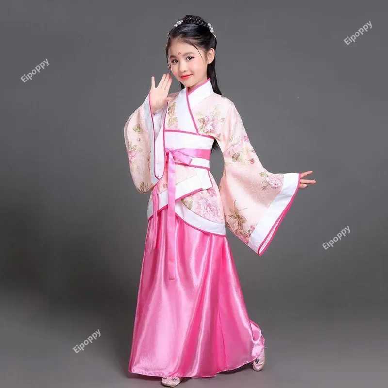 Фотография №5 товара Детская китайская одежда Hanfu, детское традиционное сценическое платье с цветочным