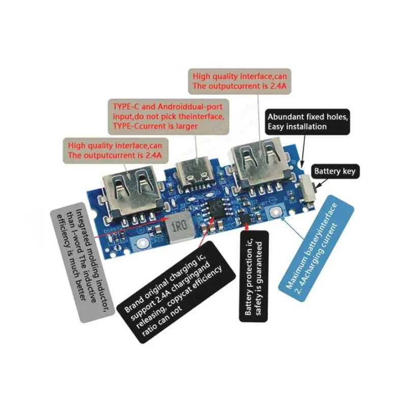 Фотография №5 товара 1-20 штук H.X.Y Micro/Type-C USB 5V 2.4A Двойная USB-плата зарядного