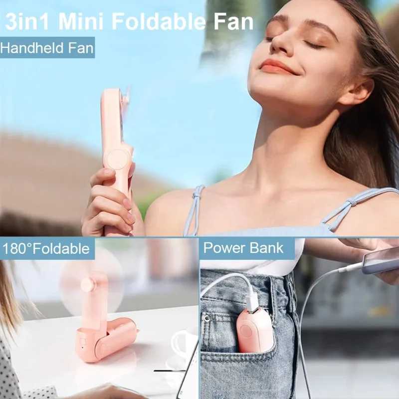 Фотография №1 товара Милый мини-ручной вентилятор USB Emergency Power Bank Настольный офисный бесшумный