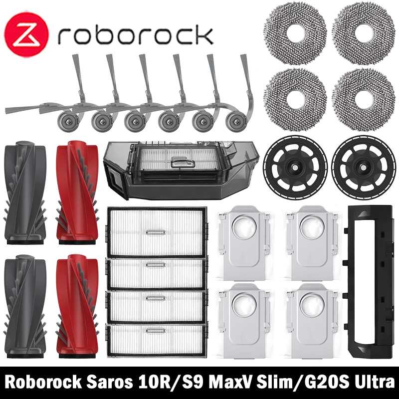 Roborock Saros 10R/S9 MaxV Slim/G20S Ultra Аксессуары Основная боковая щетка Швабра Hepa Фильтр Мешок для пыли Робот-пылесос Аксессуары Запчасти для бытовой техники