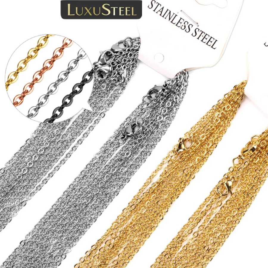 LUXUSTEEL 10 шт./лот цепи из нержавеющей стали 2 мм/1 мм O-образная форма Rolo Link кубинское длинное ожерелье для женщин кулон DIY ювелирные изделия оптом Бижутерия