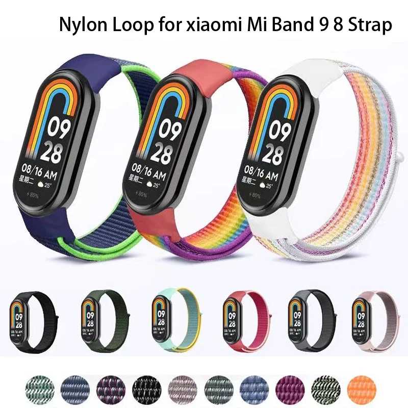 Нейлоновая петля для xiaomi Mi Band 9 8, ремешок 8 NFC SmartWatch, браслет Correa, сменный спортивный браслет Pulse Mi Band 8-9 Correa Аксессуары для часов