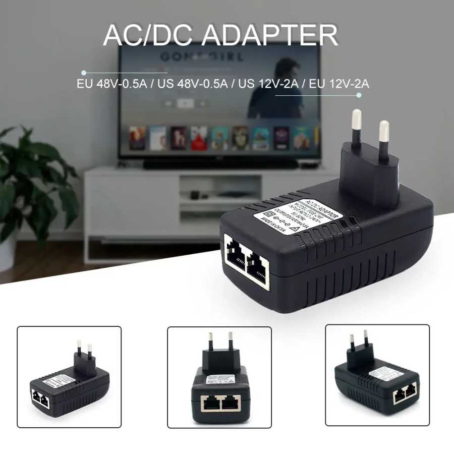Фотография №3 товара 48 В/12 В POE-инжектор Ethernet CCTV Адаптер питания 0,5 А/2
