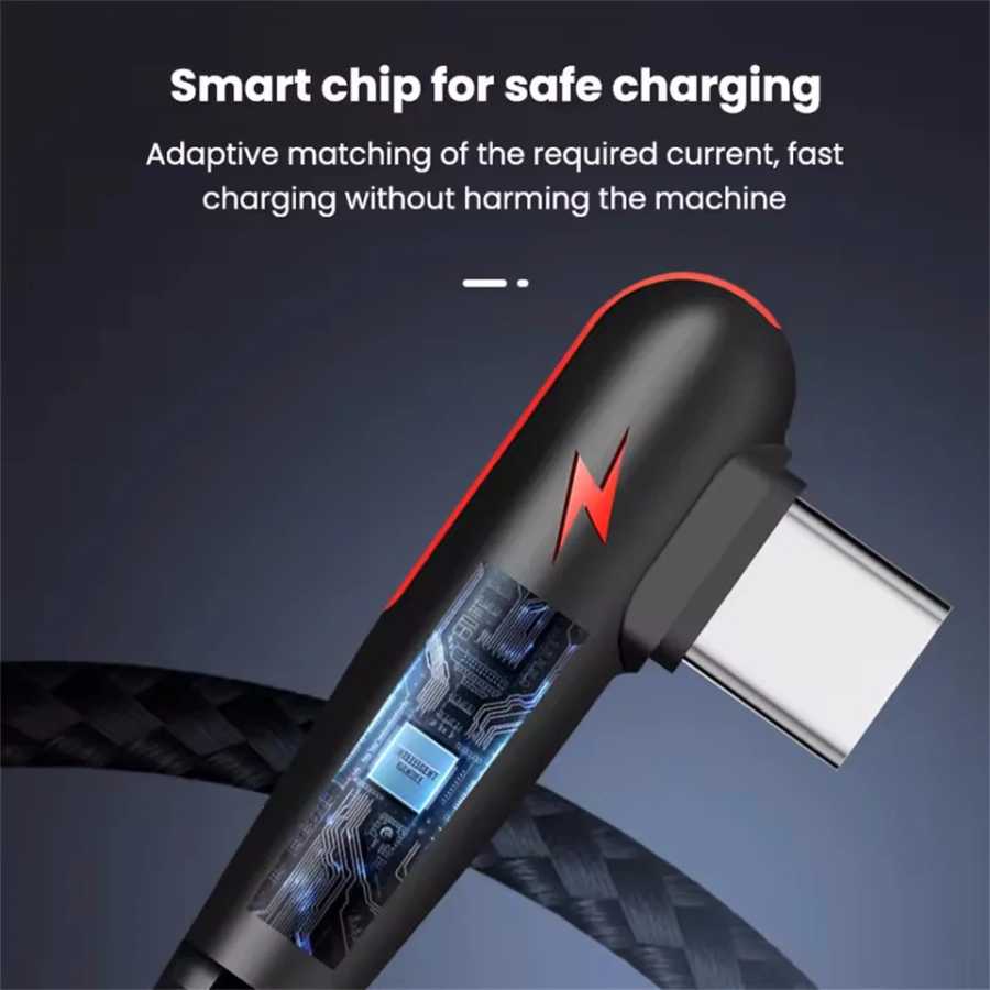 Кабель USB-C для быстрой зарядки 120 Вт, 90 градусов, для Samsung, Xiaomi, Huawei, быстрая передача данных, шнур для зарядки смартфонов Аксессуары для мобильных телефонов