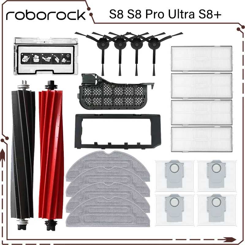 Roborock S8 S8 Pro Ultra S8+ Основная боковая щетка Салфетки для швабры HEPA-фильтры Мешки для пыли Запчасти для робота-пылесоса Аксессуары Запчасти для бытовой техники