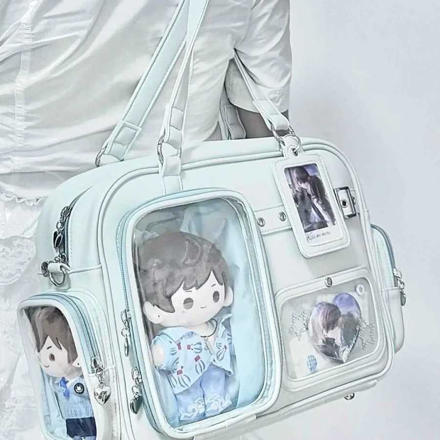 Harajuku Pin Doll 20 см Display Ita Bag Женская сумка из искусственной кожи в консервативном стиле Большая вместительная сумка через плечо Женская повседневная сумка через плечо Chic Женские сумки
