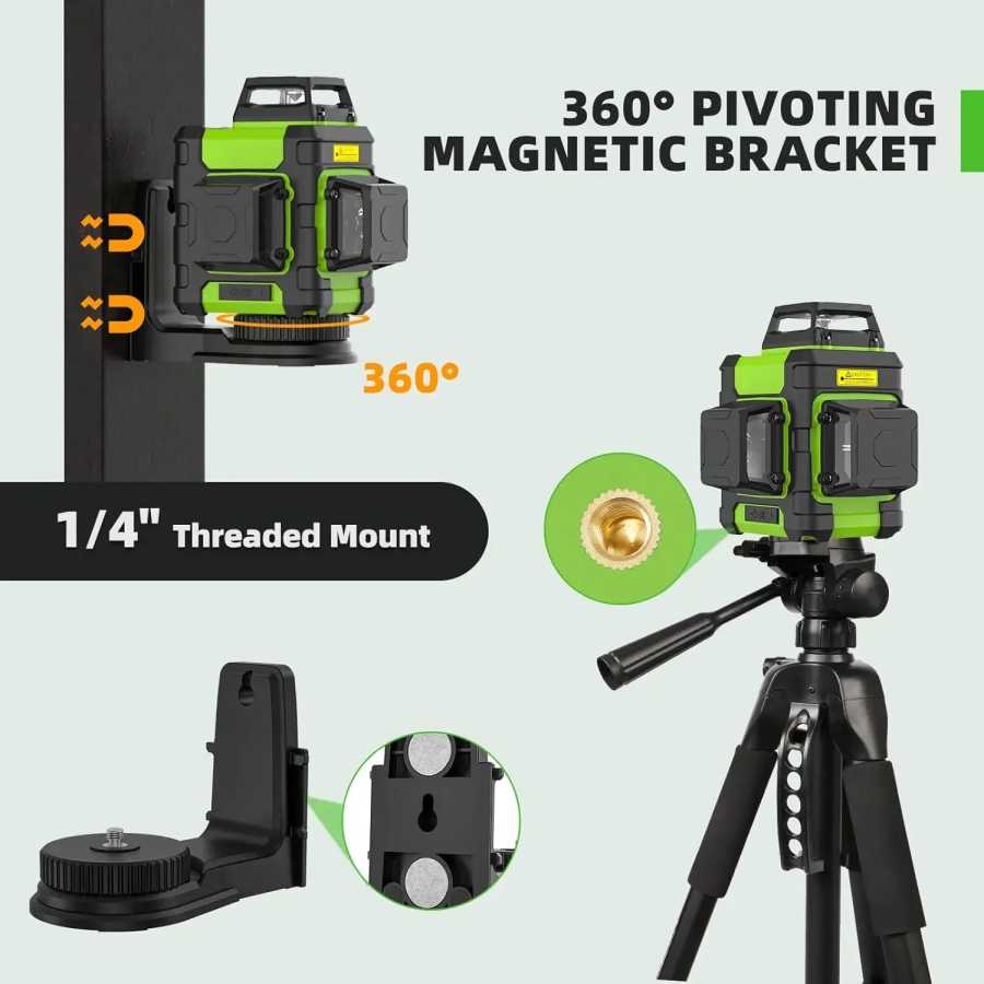 Фотография №4 товара Huepar 3D Cross Line Laser Level Перезаряжаемый самовыравнивающийся зеленый лазерный