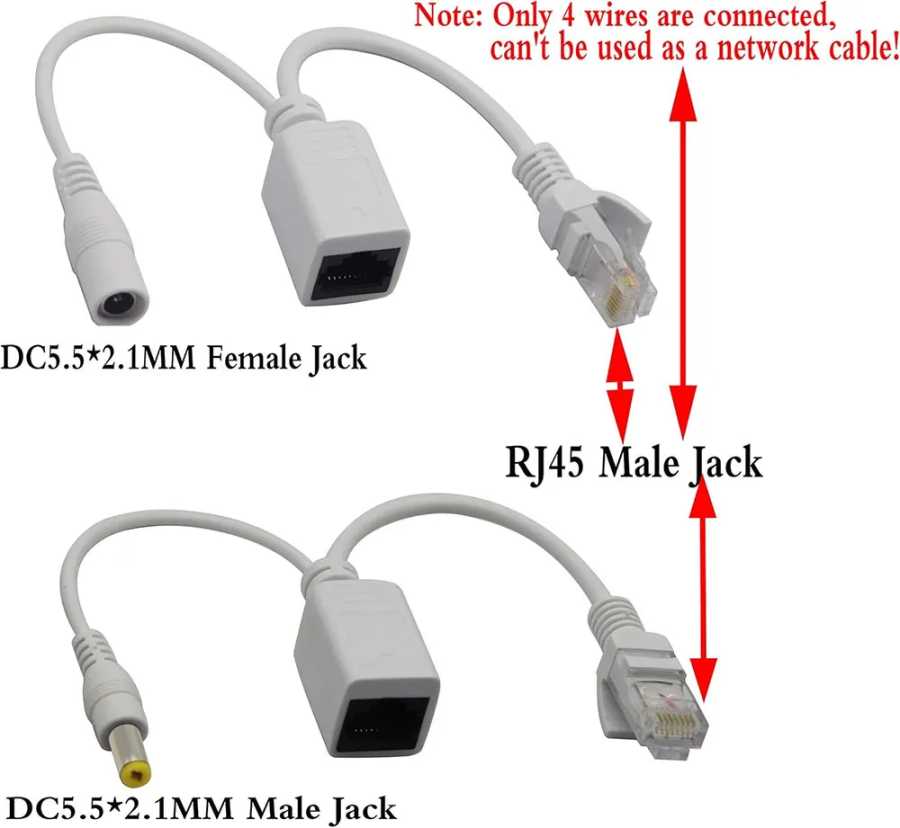 Фотография №4 товара Пассивный инжектор PoE и комплект разветвителя PoE с Ethernet RJ45