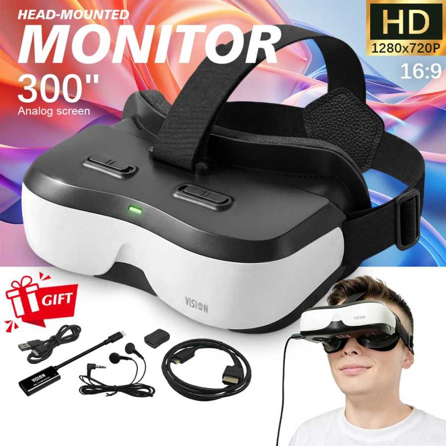 Портативный накладной дисплей с HDMI Type-C, 300-дюймовый виртуальный экран для частного кинотеатра, совместимый с Switch, Steam Deck, PS5, ПК Крупная бытовая техника