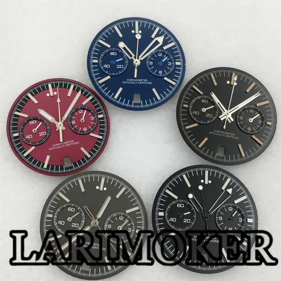Циферблат Larimoker 31,5 мм VK64 черно-синего цвета с эффектом Kaku, подходит для кварцевых механизмов VK64, аксессуары, светящиеся индексы. Аксессуары для часов