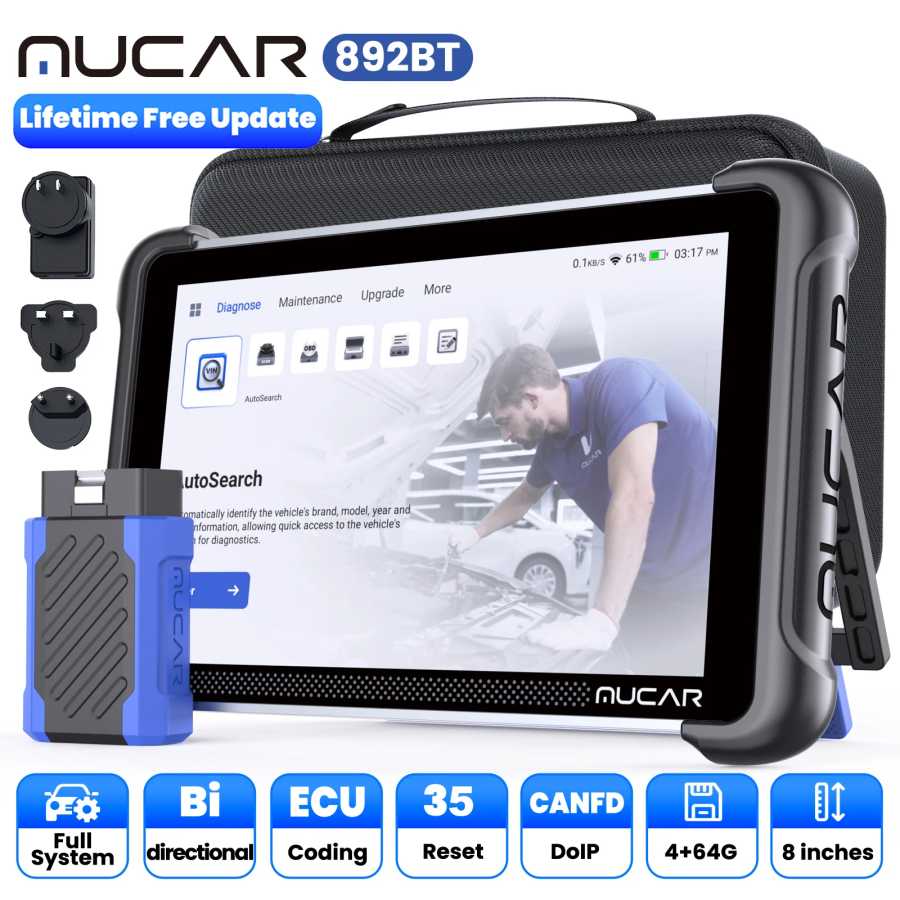 Диагностический сканер MUCAR 892BT с функцией ИИ, OBD2, 35 функций сброса, кодирование ЭБУ, двунаправленная диагностика, пожизненная бесплатная диагностика всех систем, 35 функций сброса Инструмент для ремонта автомобилей