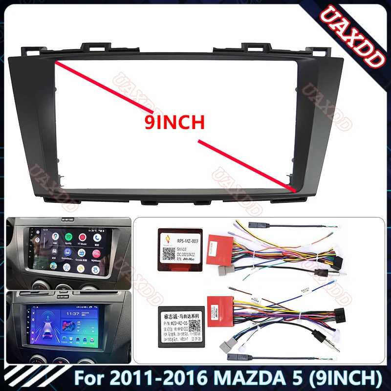 Для MAZDA 5 2011-2016 годов: 9-дюймовый автомобильный радиоприемник Android, стерео аудиоэкран, мультимедийный видеоплеер, навигация, кабели, жгут проводов, рамка Детали интерьера