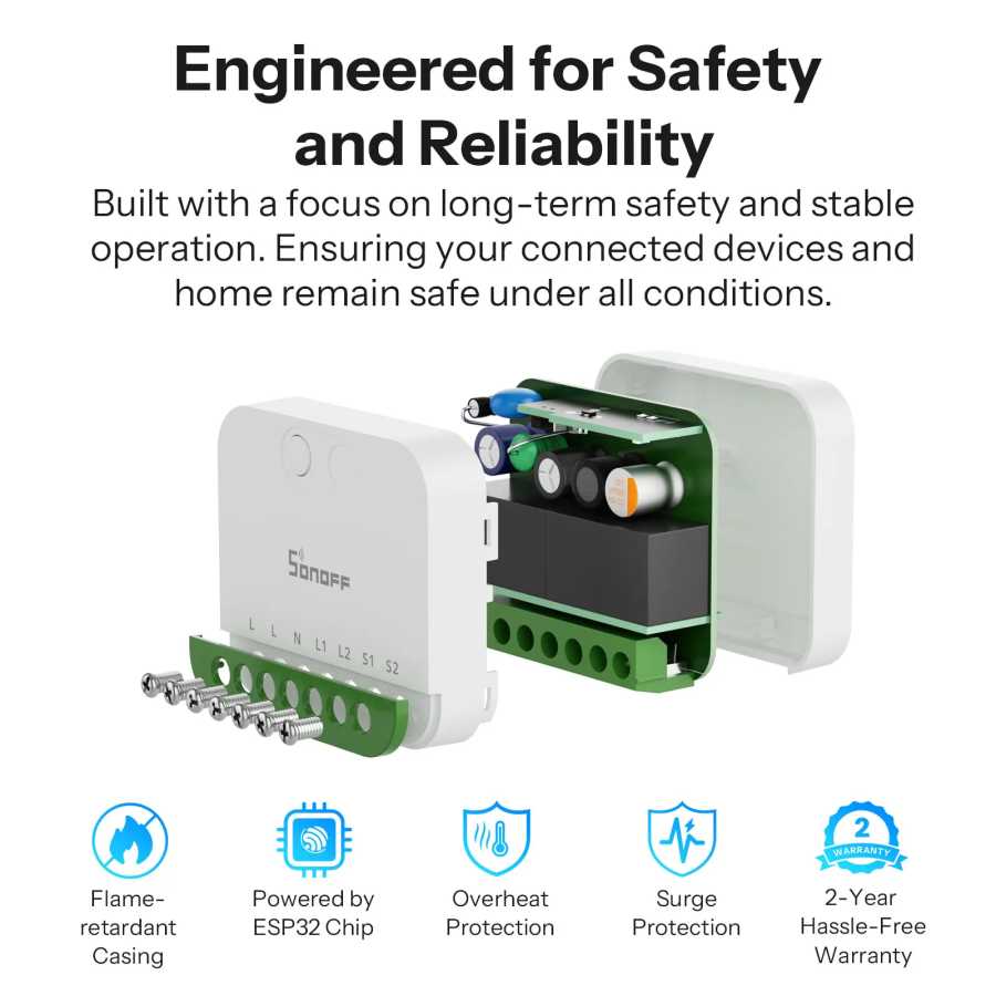 Фотография №3 товара SONOFF MINI-2GS MINI DUO 2-Gang Matter через Wi-Fi, умный переключатель,