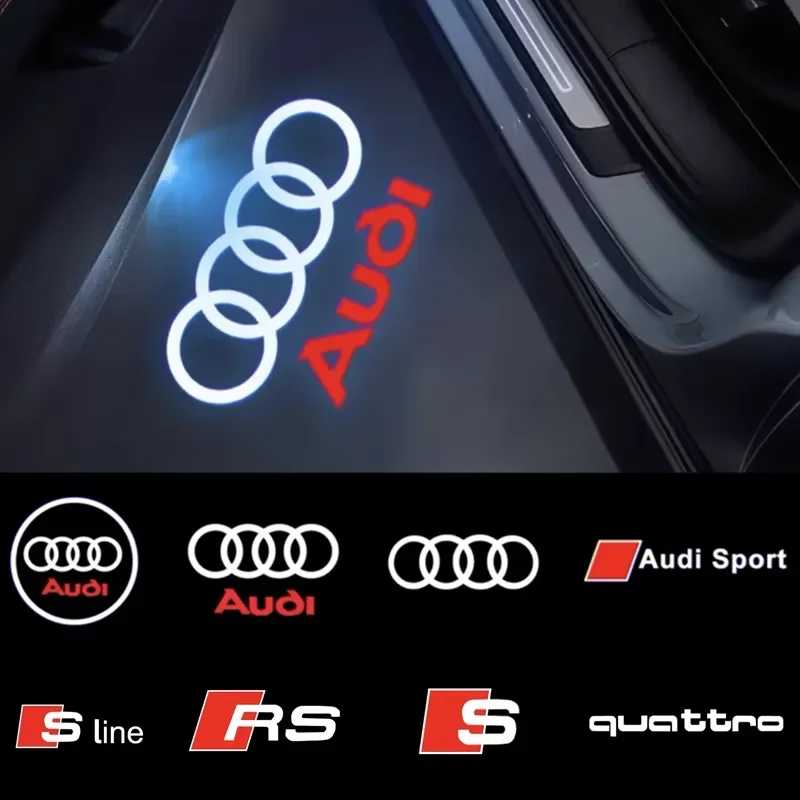2025 Автомобильная дверь Добро пожаловать Светодиодная HD-проекторная лампа для Audi A3 A4 B8 8P 8V A6 C7 A5 Q5 B7 B6 B9 SLINE QUTTRO RS Q3 Q7 S3 S4 S5 S6 Автомобильные фары