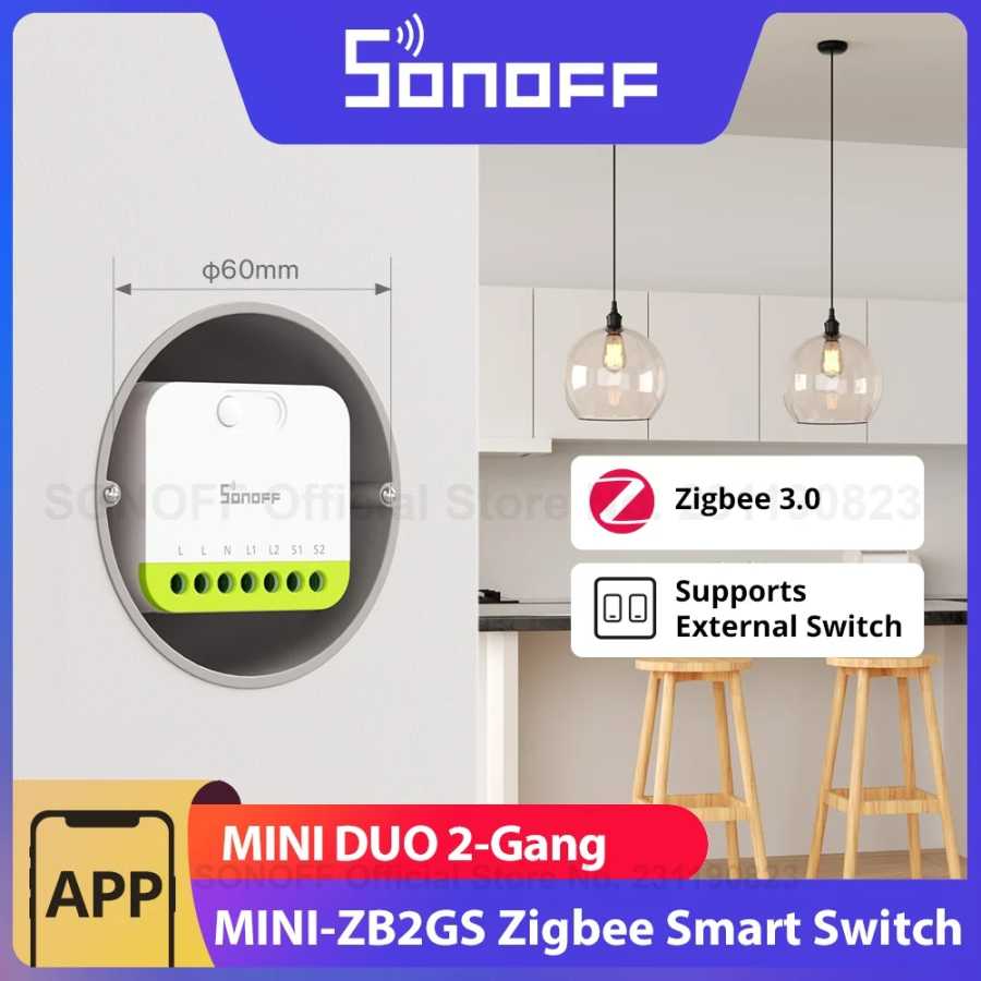 SONOFF MINI DUO 2-Gang Zigbee Smart Switch MINI-ZB2GS Маленькое и безопасное управление двойной нагрузкой Поддержка внешнего переключателя Требуется концентратор zigbee Умная электроника