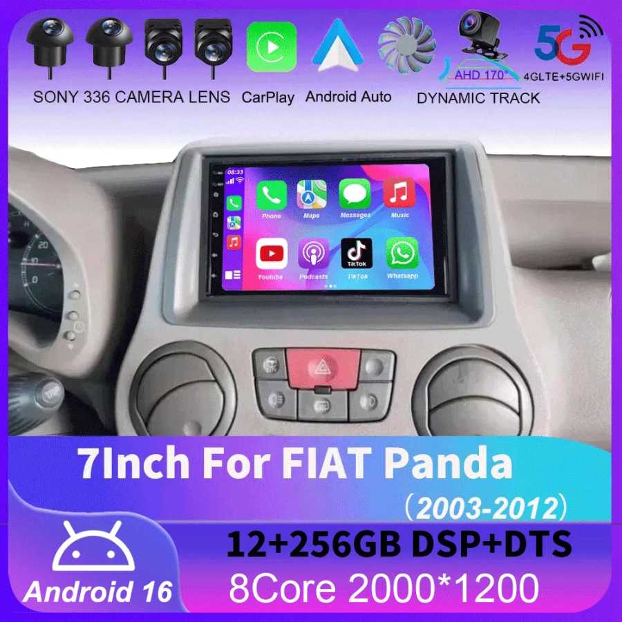 7-дюймовый автомобильный радиоприемник Android 16 для FIAT Panda 2003-2012, мультимедийный проигрыватель, навигация, автомагнитола, CarPlay, Auto Автоэлектроника