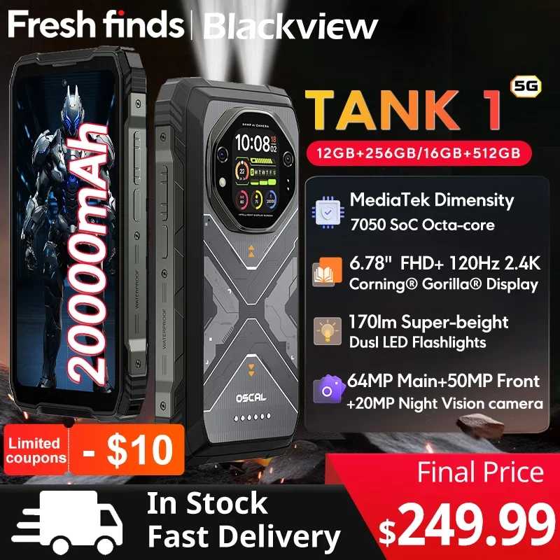 Прочный смартфон Blackview Oscal TANK 1, 5G, 6,78 дюйма, 2,4K, 120 Гц, размер дисплея 7050, 20000 мАч, NFC, 64 МП, мобильный телефон с искусственным интеллектом Мобильные телефоны