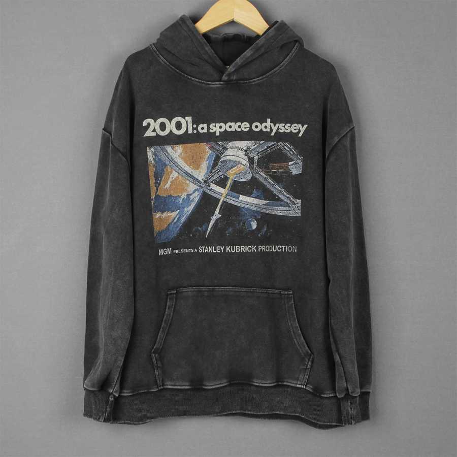 Футболка &laquo;Космическая Одиссея&raquo; 2001 года, Стэнли Кубрик, 60-е годы, научно-фантастический фильм, ретро стираный хлопок, свободная повседневная одежда с длинными рукавами и капюшоном Толстовки и свитшоты