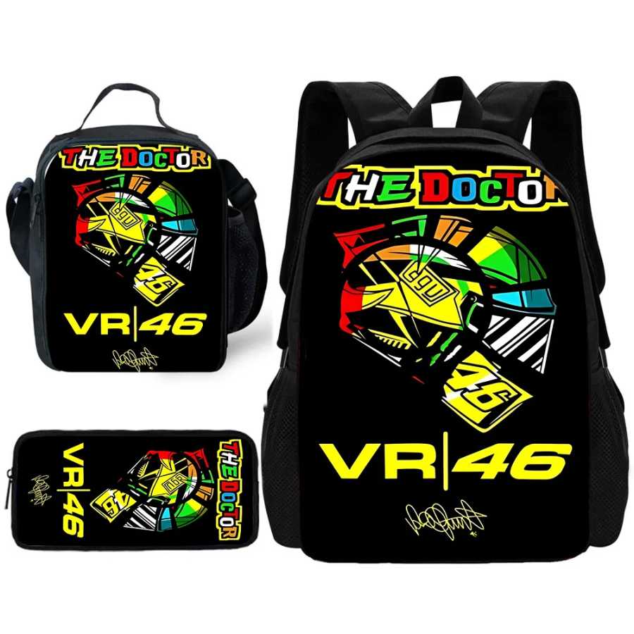 Детский школьный мотоциклетный рюкзак R-rossis VR-46 с сумками для обеда, сумками-карандашами, школьными сумками для мальчиков и девочек, лучший подарок Детский Сумки
