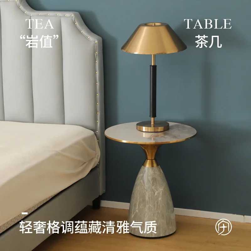 Фотография №4 товара Круглый журнальный столик ss-Light Luxury из сланца в скандинавском стиле,