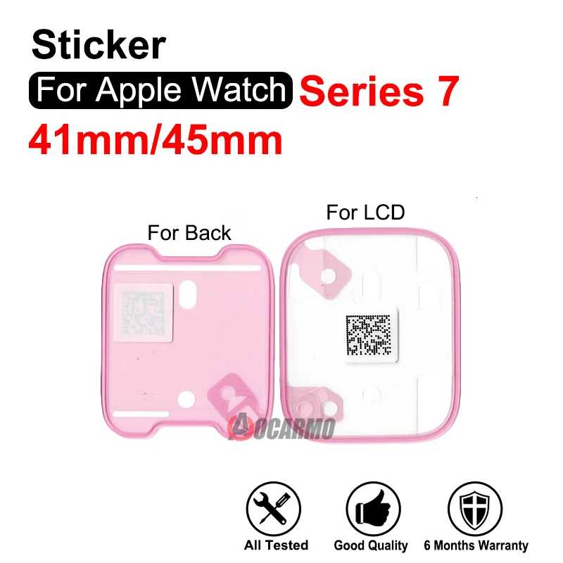Для Apple Watch Series 7 8 9 S8 S9 41 мм 45 мм наклейка на переднюю панель ЖК-экрана и наклейка на заднюю крышку клей Украшения для мобильных телефонов