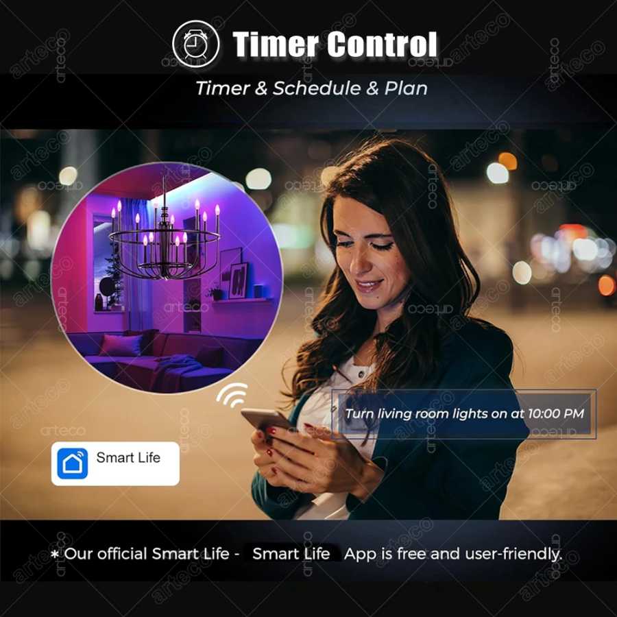 Фотография №4 товара Лампа Tuya E27 E14 GU10 WIFI Zigbee Bluetooth, умная светодиодная