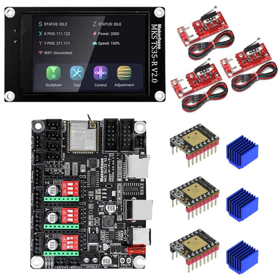 Makerbase MKS DLC32 V2.1 Автономный контроллер Плата управления 32-битная материнская плата ESP32 WIFI TS24/TS35 Экран для лазерного гравера с ЧПУ Лазерный гравировальный станок и аксессуары