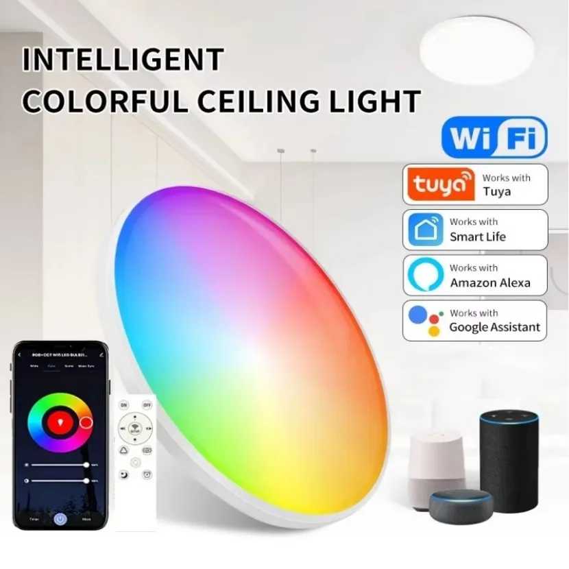 Фотография №1 товара Tuya Smart WiFi Потолочный светильник Приложение Дистанционное управление Alexa Google