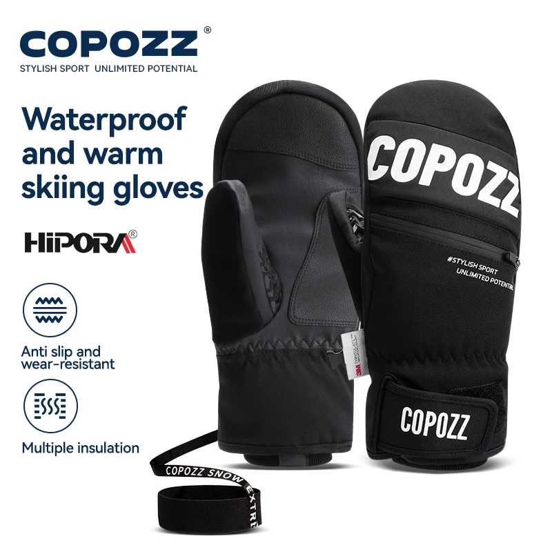 COPOZZ 3M Thinsulate толстые профессиональные лыжные перчатки для взрослых и подростков, ветрозащитные зимние теплые зимние варежки для снегохода Лыжи и сноубординг