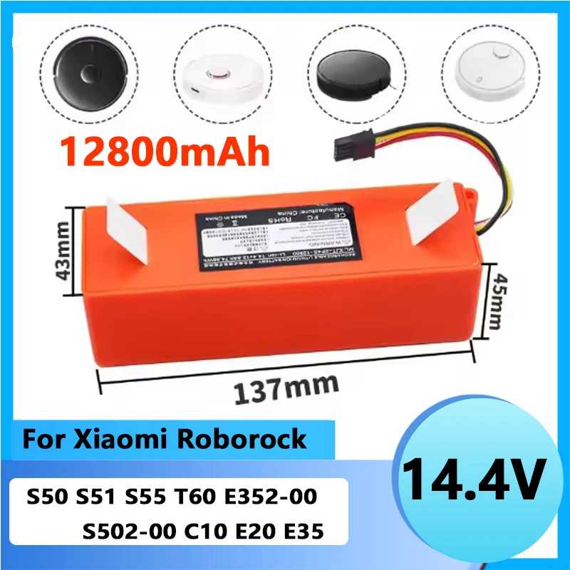 Замена аккумулятора 12800 мАч для Roborock S8 Pro Ultra S50 S5 Max S7 MaxV Ultra S7 S6 Q7 Q5, детали робота-пылесоса Аксессуары и запчасти