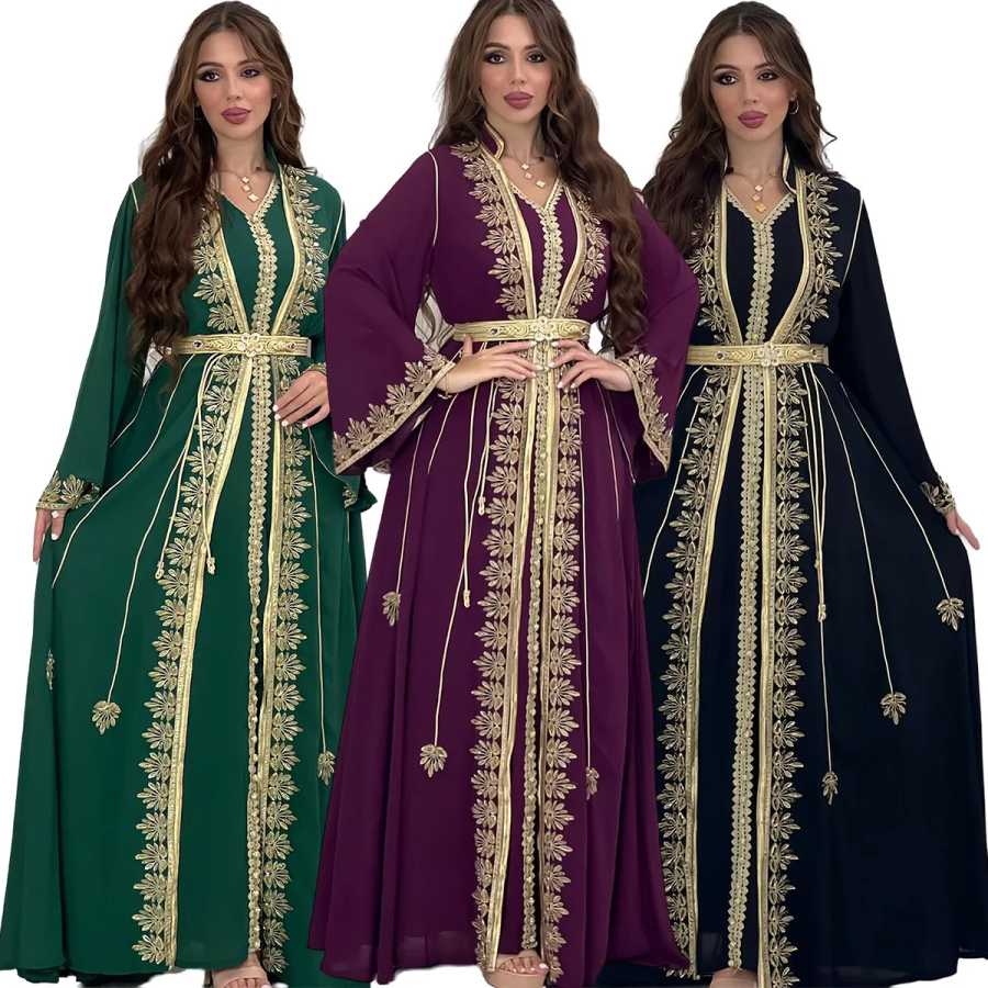 Eid, мусульманские женщины, искусственные платья с вышивкой, комплект из 2 предметов, Jalabiya, Рамадан, ислам, платья, арабское платье, Марокко, Дубай Мусульманская Мода