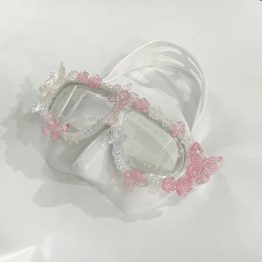 Бесплатная маска для дайвинга с наклейкой для лица, маска для водных танцев русалки, противотуманная силиконовая маска для близорукости, маска ручной работы с бабочкой Функциональная одежда