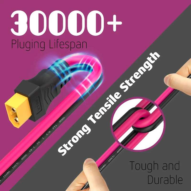Фотография №1 товара Удлинительный кабель XT60 Кабель 12AWG XT60 — XT60, с разъемами